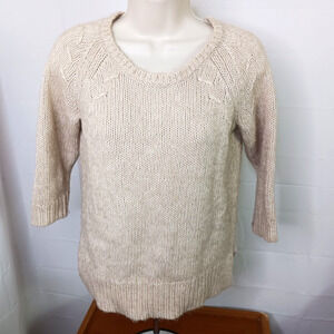 Ann Taylor Sweater Womens XS Beige Alpaca Wool Blend 3/4 Raglan Sleeve Knit